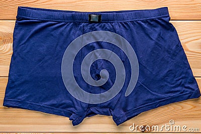 Men`s briefs boxers from the blue color cotton Stock Photo