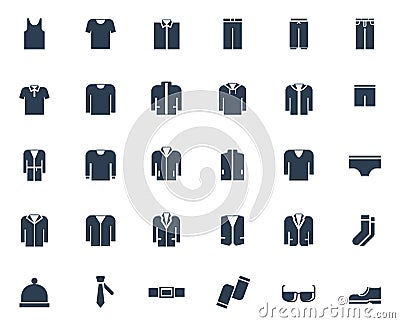 Men`s clothing icon set Vector Illustration