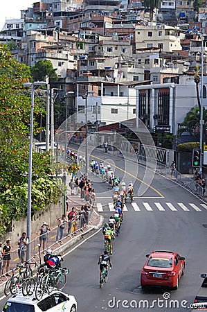 Men`s cycling road race on of Rio2016 Editorial Stock Photo