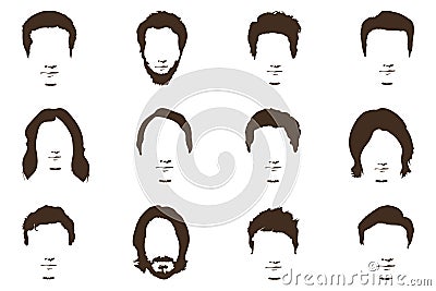 Men`s fashion, silhouette, style, set of beards, illustration. Cartoon Illustration