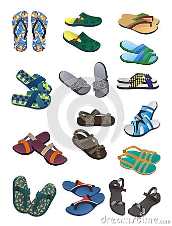 Men's flip flops and sandals Vector Illustration