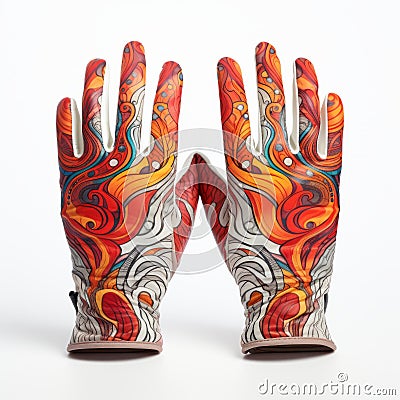 Women's Fire Glove Flame Watercolor - Handcrafted Designs Inspired By Tristan Eaton And Johnson Tsang Cartoon Illustration