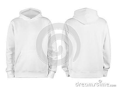 Men`s grey blank hoodie template,from two sides, natural shape on invisible mannequin, for your design mockup for print, isolated. Stock Photo