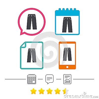 Men`s jeans or pants sign icon. Clothing symbol. Vector Illustration