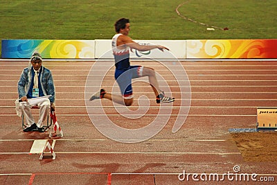 Men's long jump competition Editorial Stock Photo