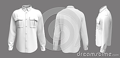 Men`s long sleeve military shirt mockup Cartoon Illustration