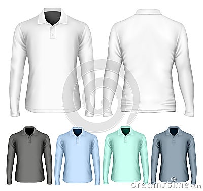 Men`s long sleeve polo shirt Vector Illustration