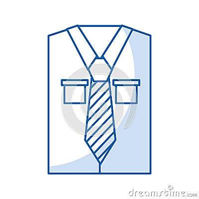 Men`s long-sleeved shirt with tie Vector Illustration
