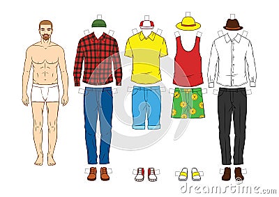 Men`s paper doll with clothes Stock Photo