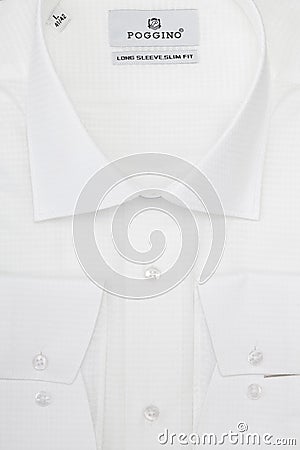 Men`s shirt in packing close-up macro top view Editorial Stock Photo