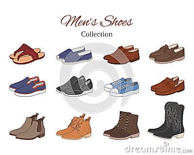 Men s shoes collection, vector illustration Vector Illustration