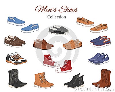 Men s shoes collection, vector illustration Vector Illustration