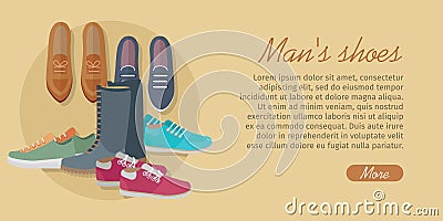 Men s Shoes. Stylish Footwear for Man. Vector Vector Illustration