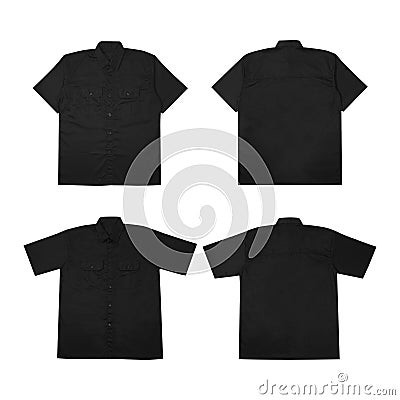 Workshirt black. Short sleeve work shirt black Stock Photo