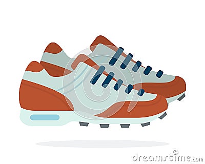 Men`s sneakers for football flat isolated Vector Illustration