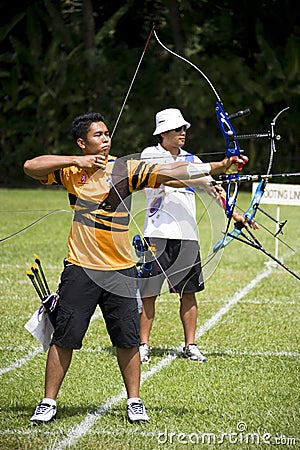 Men's Team Archery Action Editorial Stock Photo