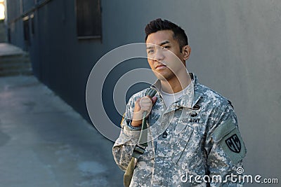 Men's tears. Marine U.S. Army in sorrow. Soldier's longing. Love of country. Sadness for the victims Stock Photo