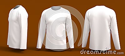 Men`s white long sleeve t-shirt mockup Cartoon Illustration