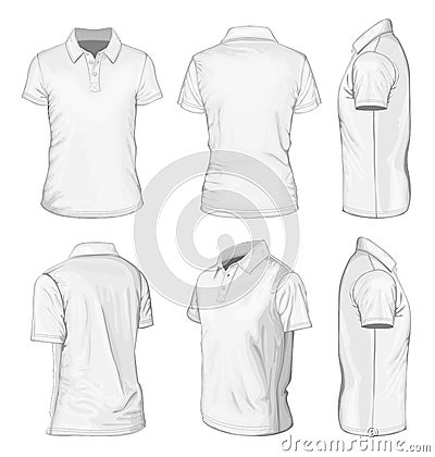 Men's white short sleeve polo-shirt Vector Illustration