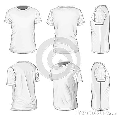 Men's white short sleeve t-shirt design templates Vector Illustration