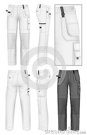 Men's working trousers design template Vector Illustration