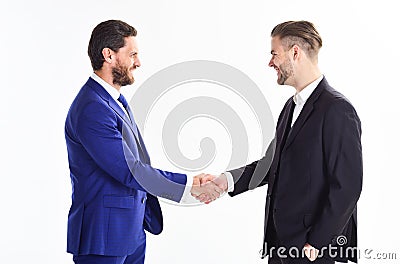 Men shaking hands. Handshake sign of successful deal. Business meeting. Business deal leaders company. Capital merger Stock Photo