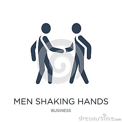 men shaking hands icon in trendy design style. men shaking hands icon isolated on white background. men shaking hands vector icon Vector Illustration