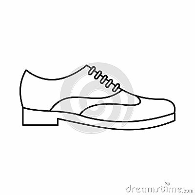 Men shoe with lace icon, outline style Vector Illustration