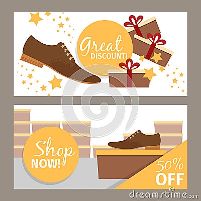 Men shoes horizontal banners for advertising Vector Illustration