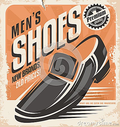 Men shoes retro poster design concept Vector Illustration