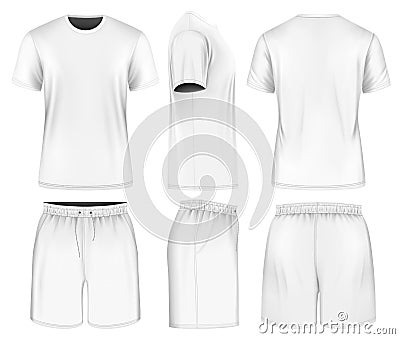 Men short sleeve t-shirt and sport shorts. Vector Illustration