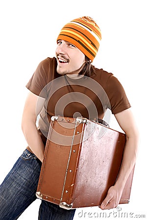 Men with suitcase Stock Photo