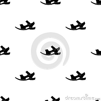 Men summer brown leather sandals on a bare foot.Different shoes single icon in black pattern vector symbol stock Vector Illustration