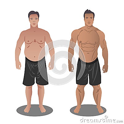 Men Before and After. Vector Illustration