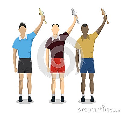 Men with trophy. Vector Illustration