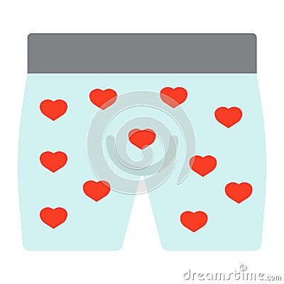 Men underwear with hearts flat icon Vector Illustration