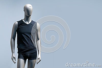 Men underwear on mannequin at the store. Underwear on a doll in shopping showroom. Lingerie shop. Stock Photo