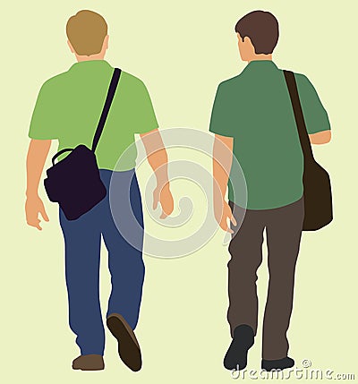 Men Walking Away Vector Illustration