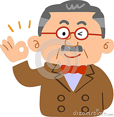 Men of wealthy people who indicate intention to approve Vector Illustration