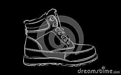 Men winter boots on black background Vector Illustration