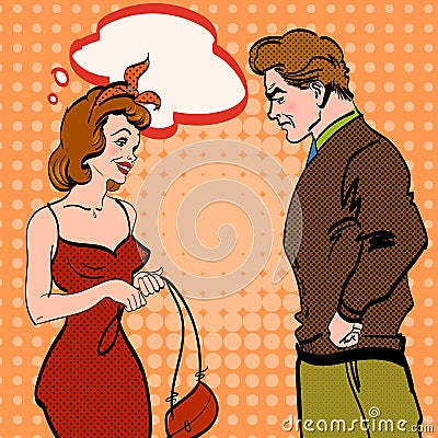 Men and women comic love story pop art Vector Illustration