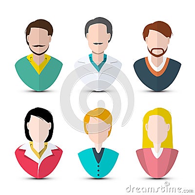 Men and Women Icons. Vector Faceless Web Avatars Set Isolated Vector Illustration