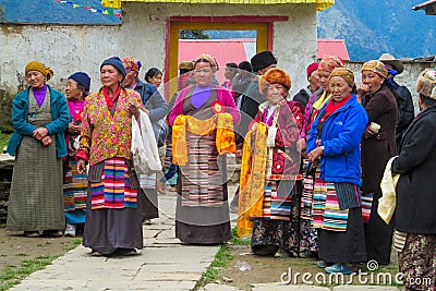 Women at traditional celebration ceremony in Nepal Editorial Stock Photo