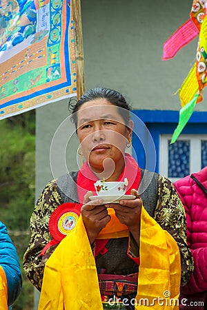 Woman at traditional celebration ceremony in Nepal Editorial Stock Photo