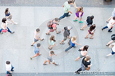 People walking fast in City of Berlin, aerial view Editorial Stock Photo