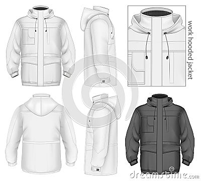 Men work hooded jacket Vector Illustration