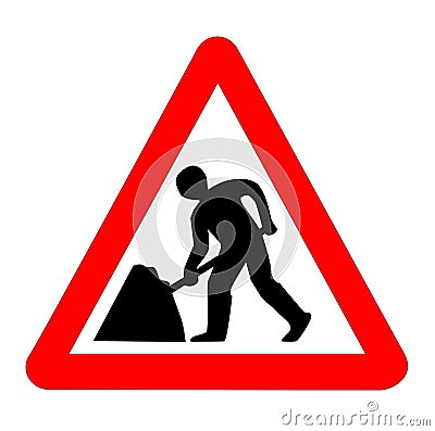 Men at Work Traffic Sign Isolated Vector Illustration