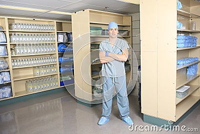 A men working on a sterilizing place in the Stock Photo