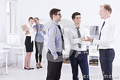 Men's talks and women's talks... Stock Photo