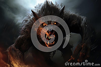Menacing Scary werewolf dark. Generate Ai Stock Photo